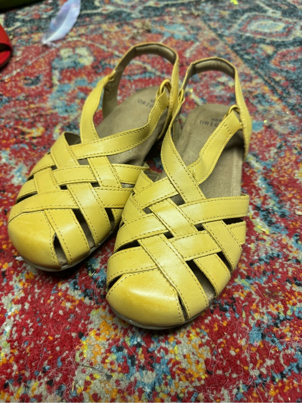 Earth Origins Yellow Woven Slingback Sandals